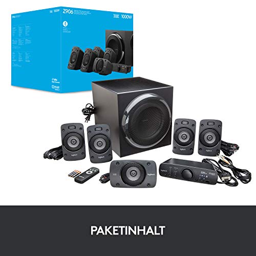 Logitech Z906 5.1 Sistema de Audio con Sonido Envolvente THX, Certificado Dolby&DTS, 500 W RMS, Multi-Dispositivos, Entradas Audio Múltiples, PC/PS4/Xbox/TV/Móvil/Tablet - Negra